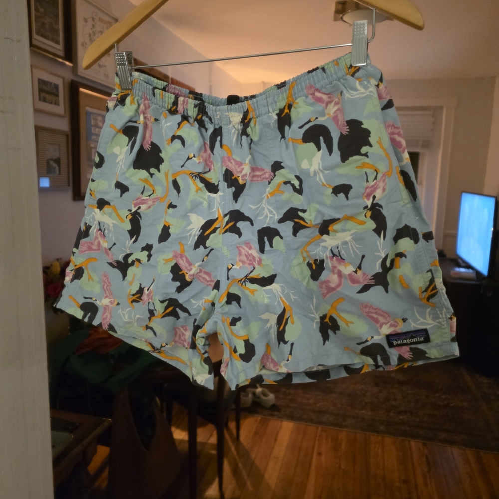 Patagonia Baggies Light Blue Floral & Abstract Print Elastic-Waist Shorts